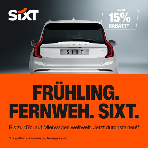 This image ad for Sixt car rentals uses the image of a car to promote the company's services. The ad uses the text &