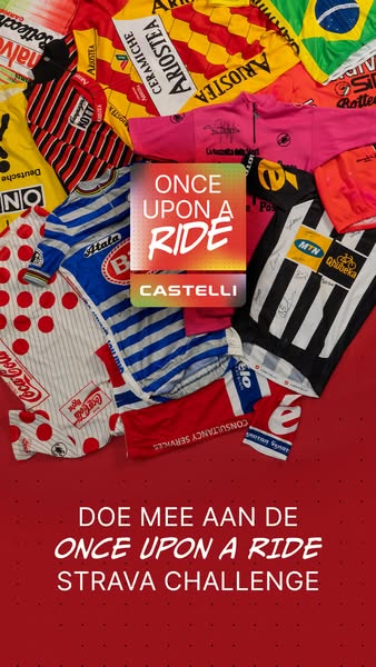 This image ad is for the "Once Upon a Ride" Strava challenge with Castelli. The ad features a collection of cy