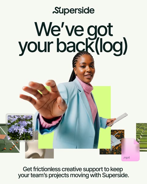This ad from Superside uses the phrase "We've got your back(log)" to communicate that they offer creative 