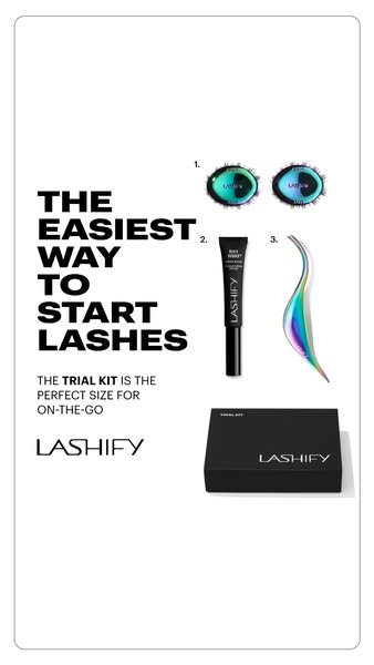 This ad is for the Lashify Trial Kit. The ad presents the Lashify Trial Kit as the easiest way to start using lashes and