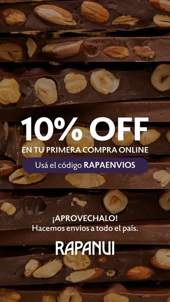 This image ad promotes Rapanui chocolates by offering a discount on the customer's first online order. The ad featur