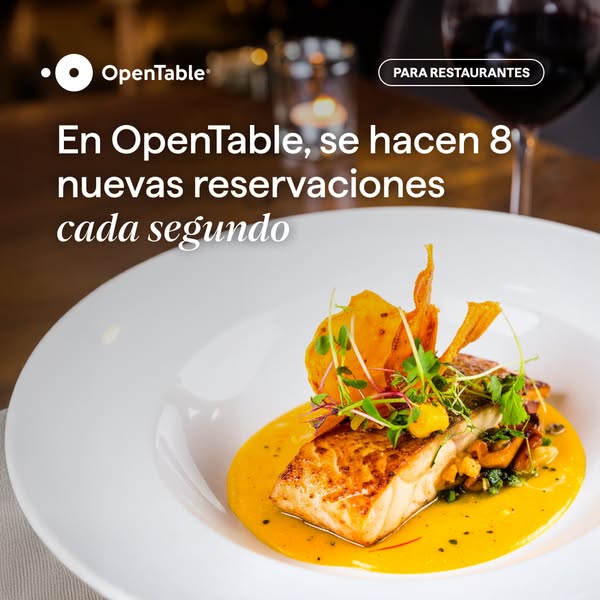 OpenTable ad highlighting that 8 new reservations are made every second using the platform.